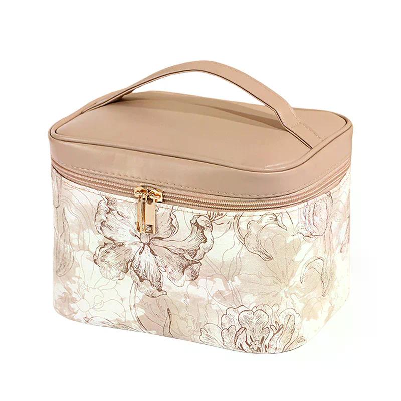 Floral Print Transparent Toiletry Bag 3-Pack Large-Capacity Handheld Makeup Storage Pouch for Women Travel