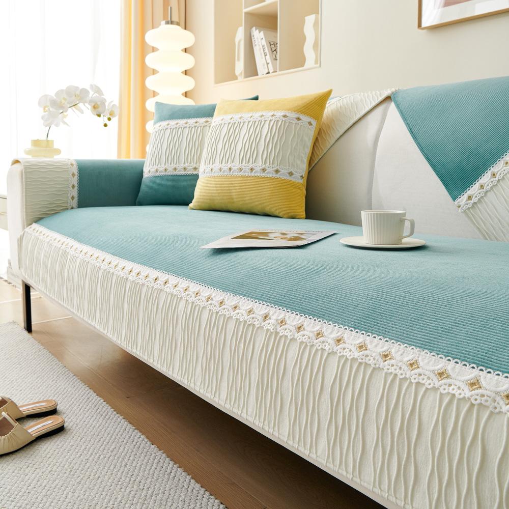 Striped Velvet French Sofa Cushion Winter Thickened Non-Slip Seat Cushions Sofa Cover Cover Cloth
