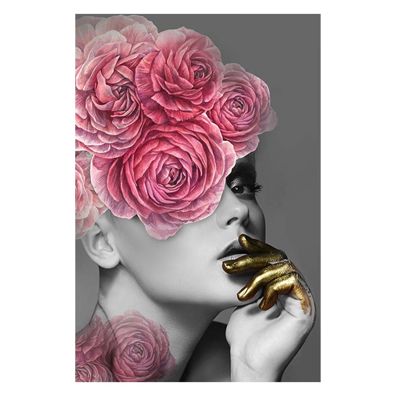 

Домашний декор в скандинавском стиле, постер с принтом, настенная художественная картина, цветок на голове с золотом, женская картина маслом на холсте для гостиной 30x40cm