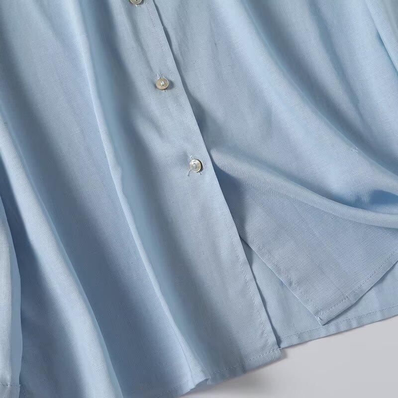 2025 Spring Women's Versatile Solid Color Single-Breasted Lapel Long-Sleeve Casual Commuter Shirt