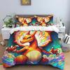 Cute Cartoon Charizard-Themed Bedding Set, featuring a soft duvet cover and pillowcases—perfect for teenagers, children, and mor