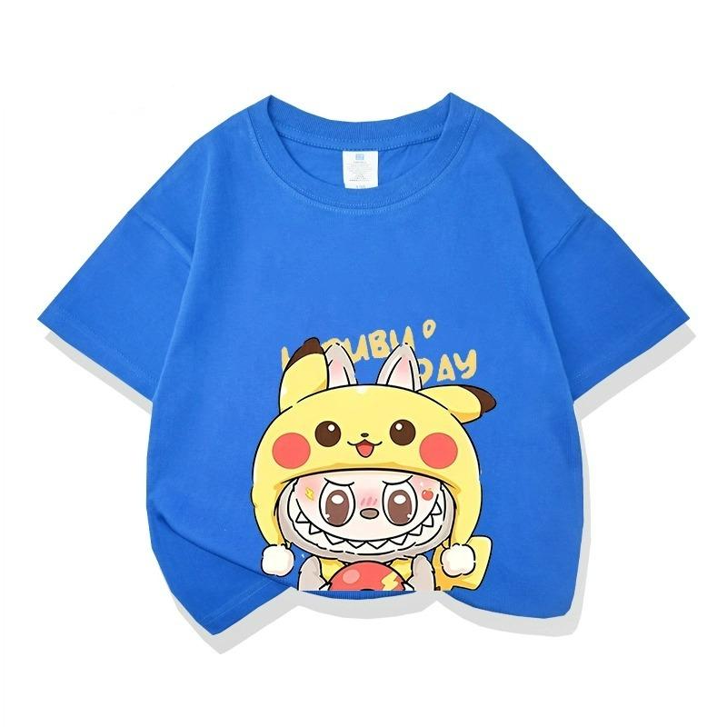 Kreslená grafika Dětské Dospělé Labubu Tištěné Tričko Léto Pánská a Dámská Móda Outdoor Dívka Tričko s Krátkým Rukávem Top Pulovr