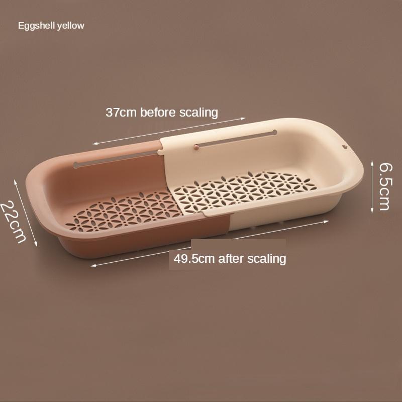 Kitchen Washing Artifact Telescopic Double Drain Basket Rack Large Rectangular Plastic Fruit Basket Wash Basin Hanging Storage