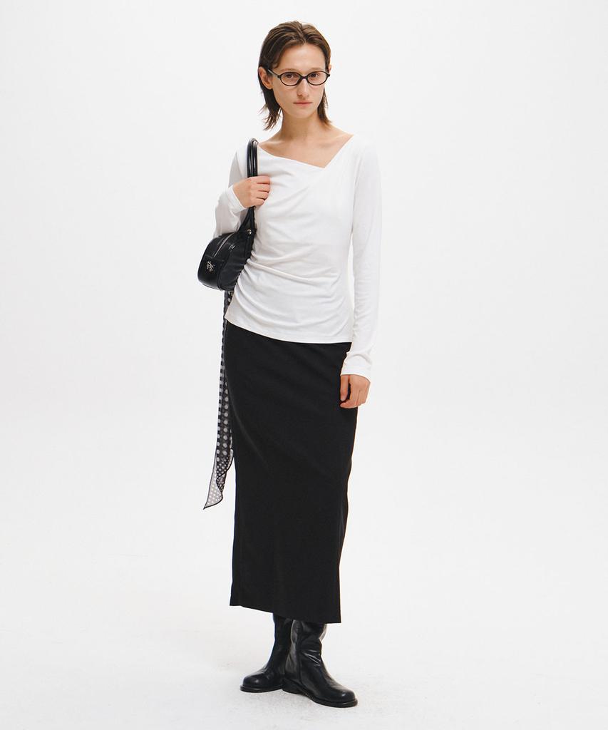 GENERALIDEA Draped Shirred Long Sleeve T-Shirt [Ivory] / Gf3Lts503