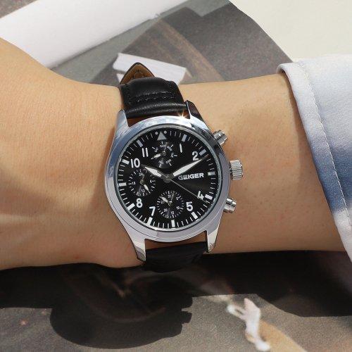 

[GEIGER] Мужские многофункциональные кожаные часы GEIGER GE8062WBBK GE8062WBBK