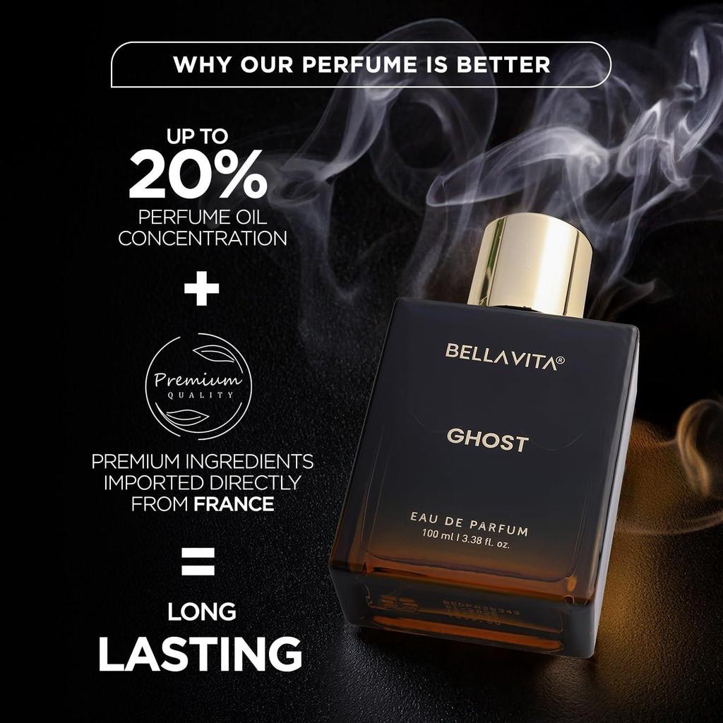BELLAVITA Newly Launched Ghost Unisex EDP |Premium Long Lasting Fragrance Perfume for Men and Women, 100ml