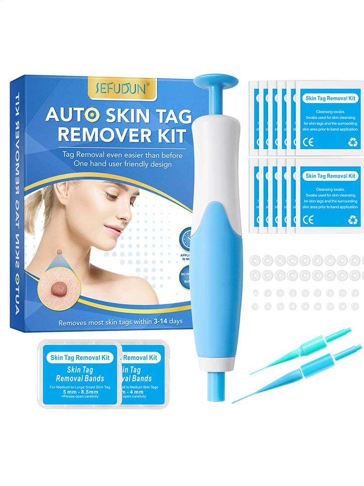 

2-in-1 Auto Tags Skin Tags Removal Pen Fast Removal Kit Safe Auto Tags Removal Pen With 40 Rubber Bands For 2-8mm Skin Tags синий