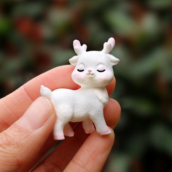 Miniature Deer Figurines Tiny Cartoon Resin Forest Animal Figures for Crafts Fairy Garden Accessories Cake Toppers