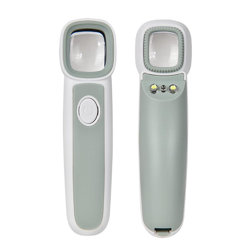 

Handheld Magnifier 2Led Light 1Uv Currency Verification Square Lens Antique Jewelry Appraisal Collection Magnifying Glass