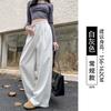 White Gray Sweatpants Women's Spring and Autumn New Straight Sweatpants Fleece Small Casual Wide-leg Pants