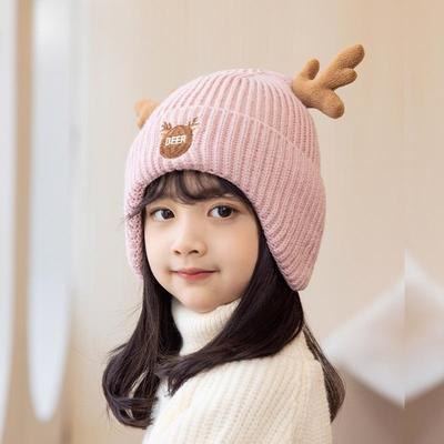 Winter neue Kinderhüte verdickte warme Ohrenschützer gestrickte Wollmützen Jungen und Mädchen niedliche Überziehmützen