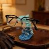 Dolphin Eyeglasses Holder, Coastal Style Glasses Stand with Blue Wave Design, Waterproof Resin Desktop Figurine Ornament for Study Desk Home Office &