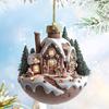 4pcs Christmas Coffee Cup Pendant Acrylic Snow House Ornament Car Decor Hanging For Backpack Keychain Holiday Gift Car Accessory