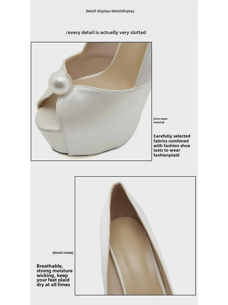 Stylish Stiletto Pearl Platform Sandals – Sexy High Heel Waterproof Shoes for Women