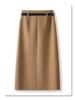 2024 Women's Woolen Bodycon Midi Skirt - Spring/Autumn Slimming Slit Design