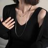 Gold-Plated Double Layer Titanium Steel Sweater Necklace - European & American Fashion Snake Bone Design