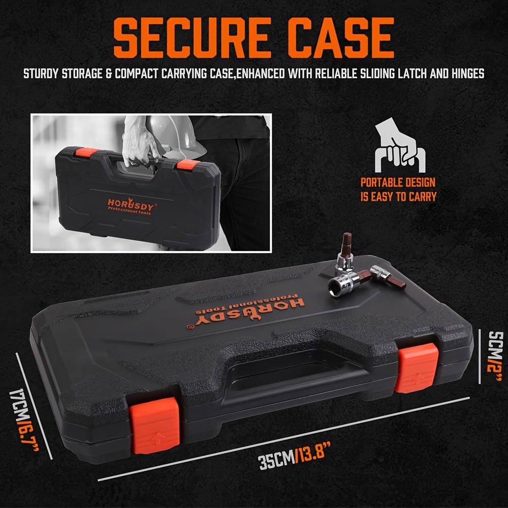 HORUSDY Allen Socket Set | 32pcs Hex Bit Socket Set | S2 Steel Socket | SAE And Metric | 1/4", 3/8", & 1/2" Drives