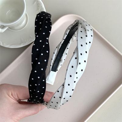 1/2pcs Women Girls White Black Polka Dots Print Headbands Toothed Plastic Hairbands for Woman Hair Accessories