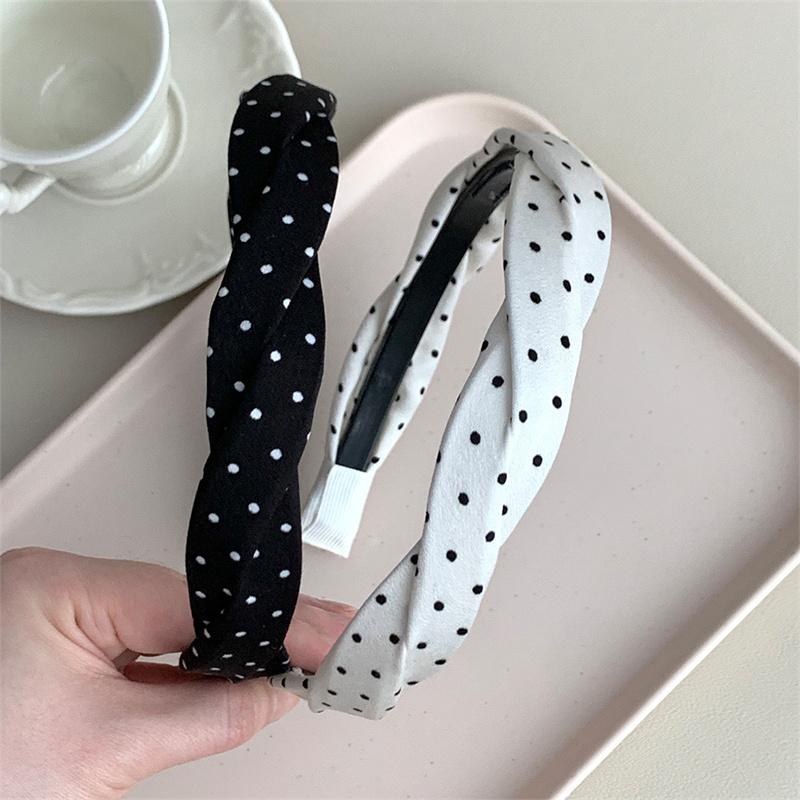 1/2pcs Women Girls White Black Polka Dots Print Headbands Toothed Plastic Hairbands for Woman Hair Accessories