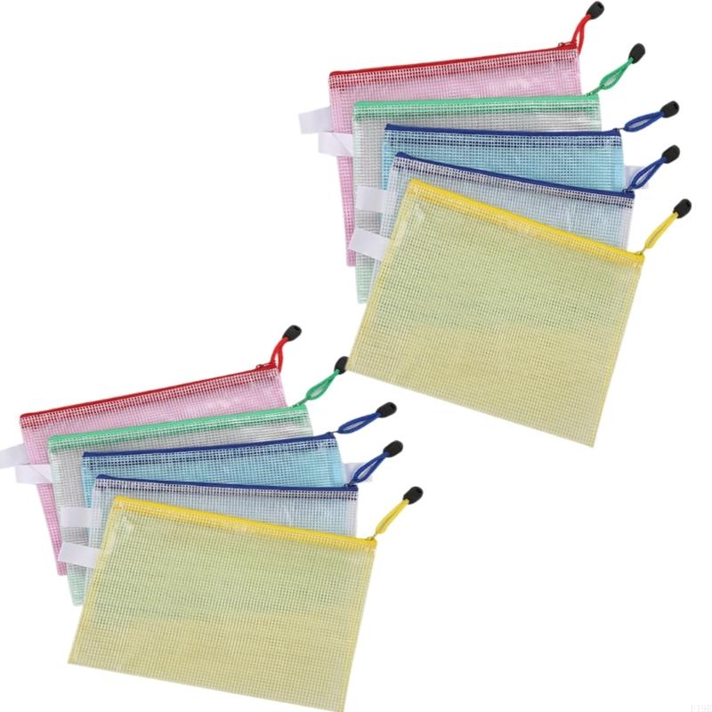 10 Pcs B4 Document Organizers File Folders Receipt Storage Bag Document Bag Zip Bag for Student Teacher F19E