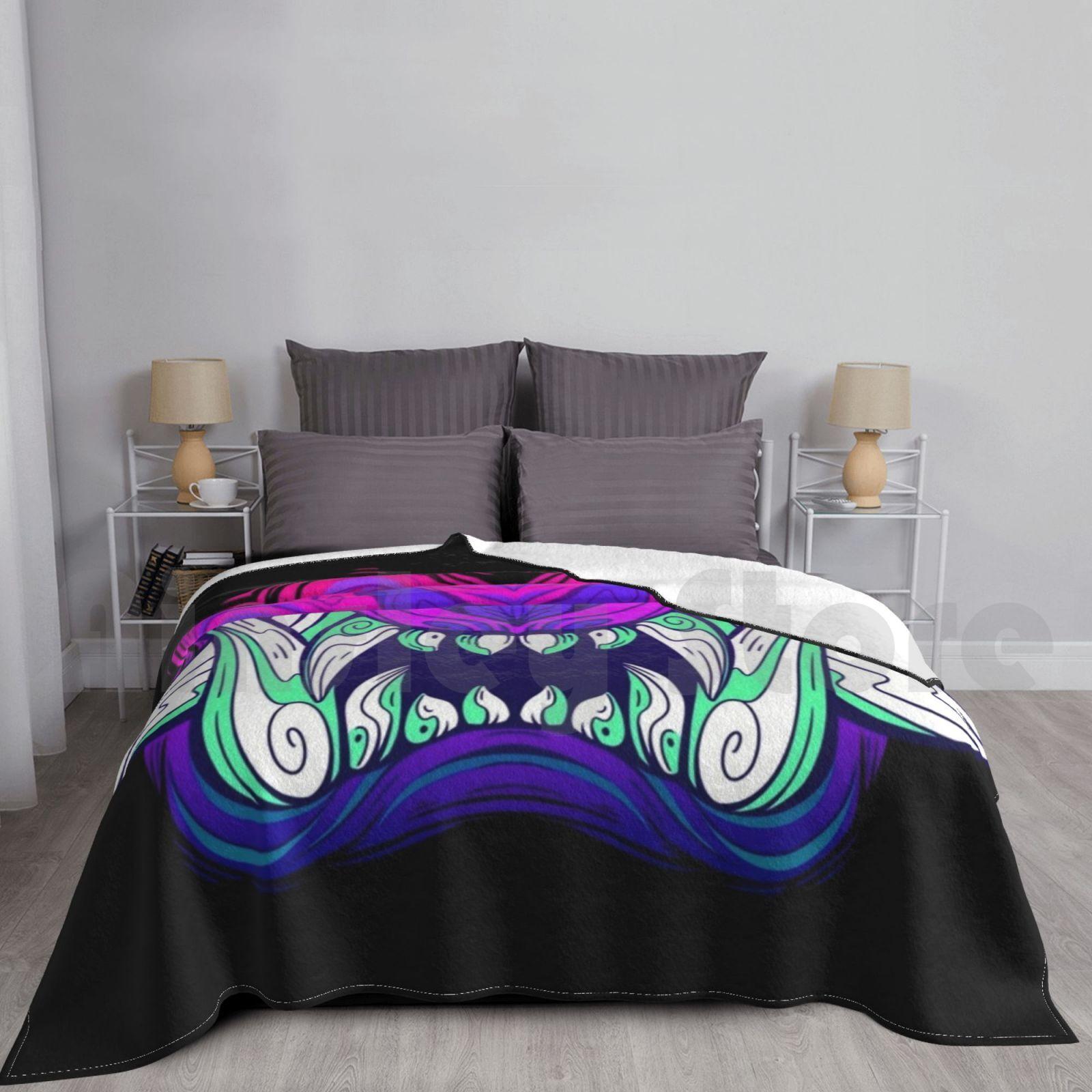 Blanket Oni Tiger Demon 823 Oni Japan Japanese Demon Tiger Neon 80s Snarl Growl Furry Anthro Size: 75*100cm, Weight: 230 GSM