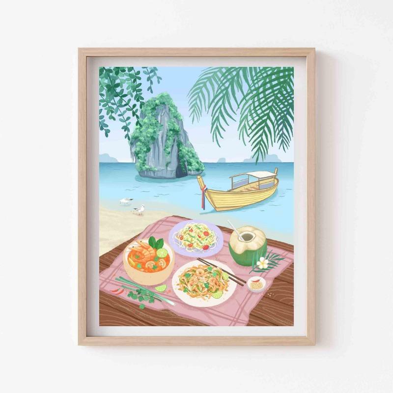 

Minimalist Aesthetic Wall Art Delicious Food Cuisine Canvas Painting Gathering Relaxing Atmosphere Prints Kitchen Home decor 21cm×30cm NoFrame