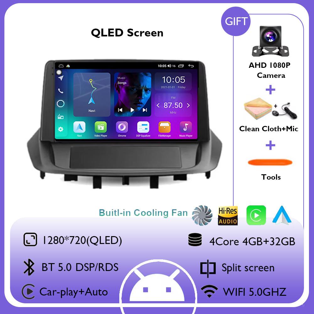 9" For Renault Fluence 1 2009 - 2017 Android 14 Carplay Car Radio Navigation Multimedia GPS Player Stereo WiFi+4G BT 360 Camera