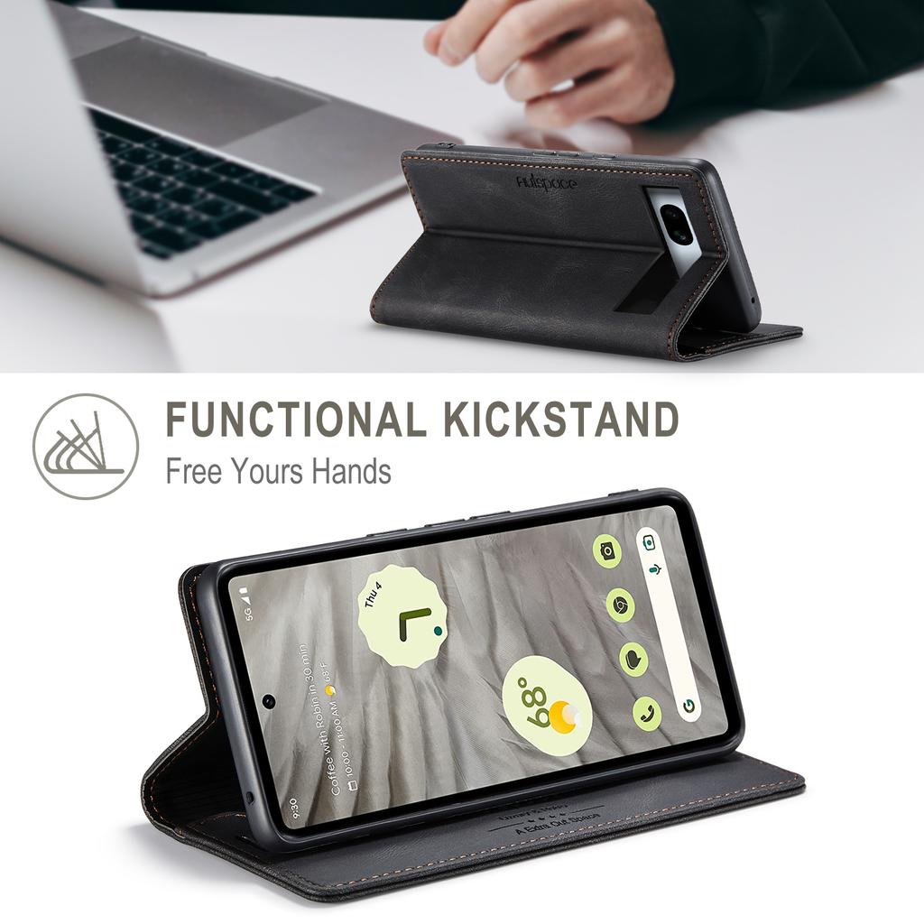 For Google Pixel 7a Wallet Case AUTSPACE A01 Leather Stand Cover with RFID Blocking Card Holder