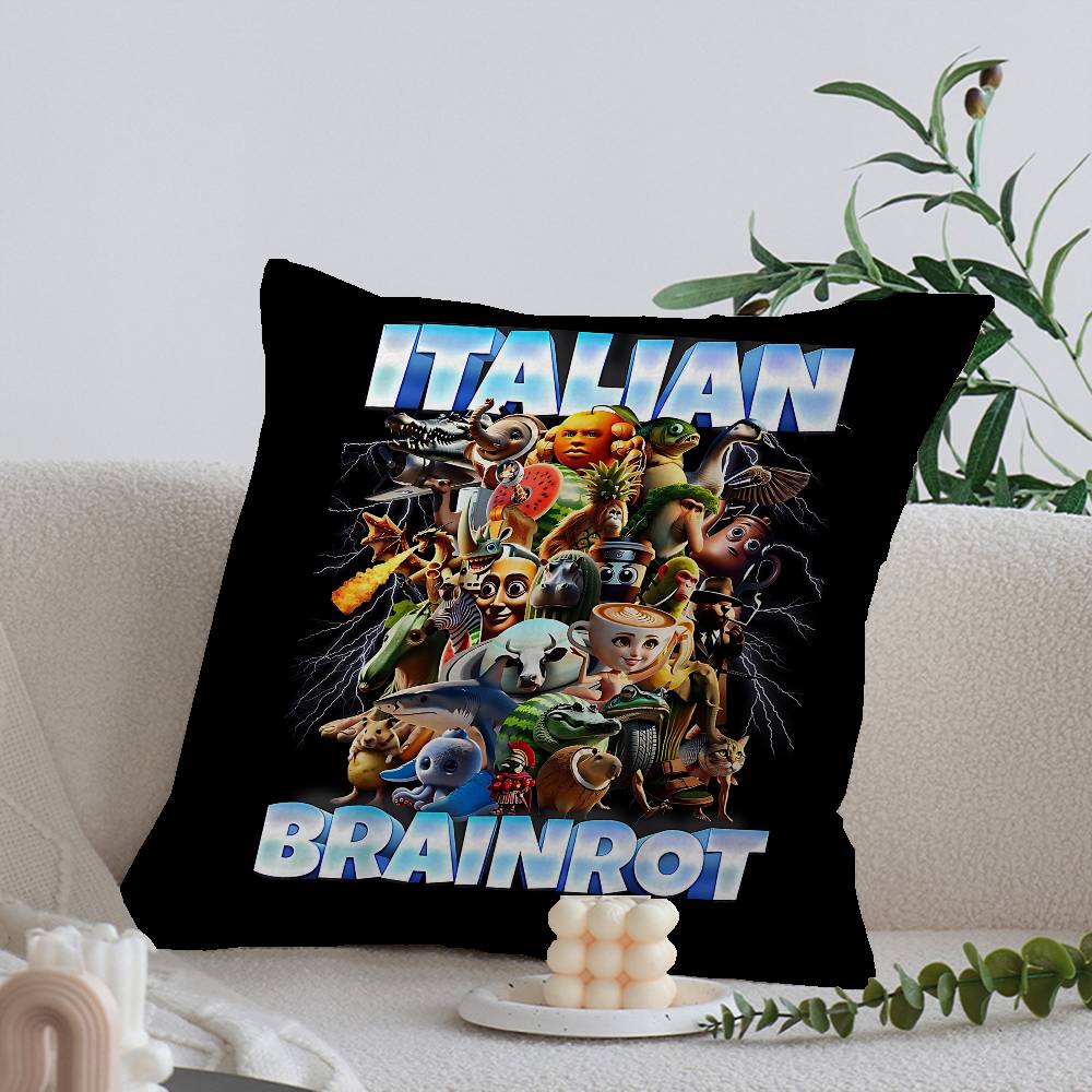 I-ITALIANS B-Brainrot Creative Animal Maple Design Cushion Cover Happy Autumn Harvest Decor Holiday Decorati Pillow Cover