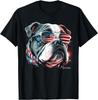 English Bulldog Dog 4th of July American Flag USA Funny Unisex Gift T-Shirt