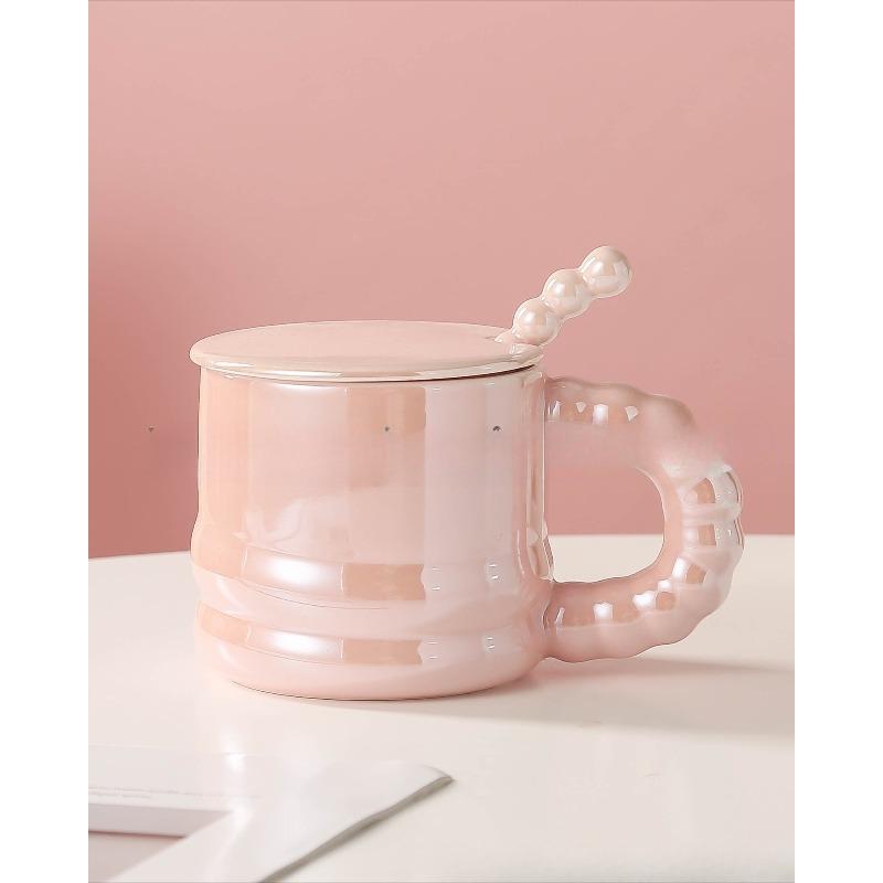 Creative Pearlescent Glaze Light Luxury Mug High Appearance Level  Large Capacity Ceramic Cup  Couple Coffee Cup  Souvenir Gift Cup
