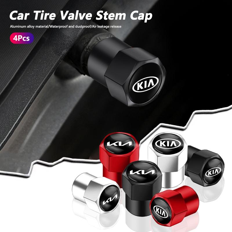 COZN3 4Pcs Car Tire Valve Stem Dustproof Cover Cap For Kia Sportage Seltos Sorento Carnival Ceed Borrego Rio Forte K3 K4 K5 K7 EV3 EV6