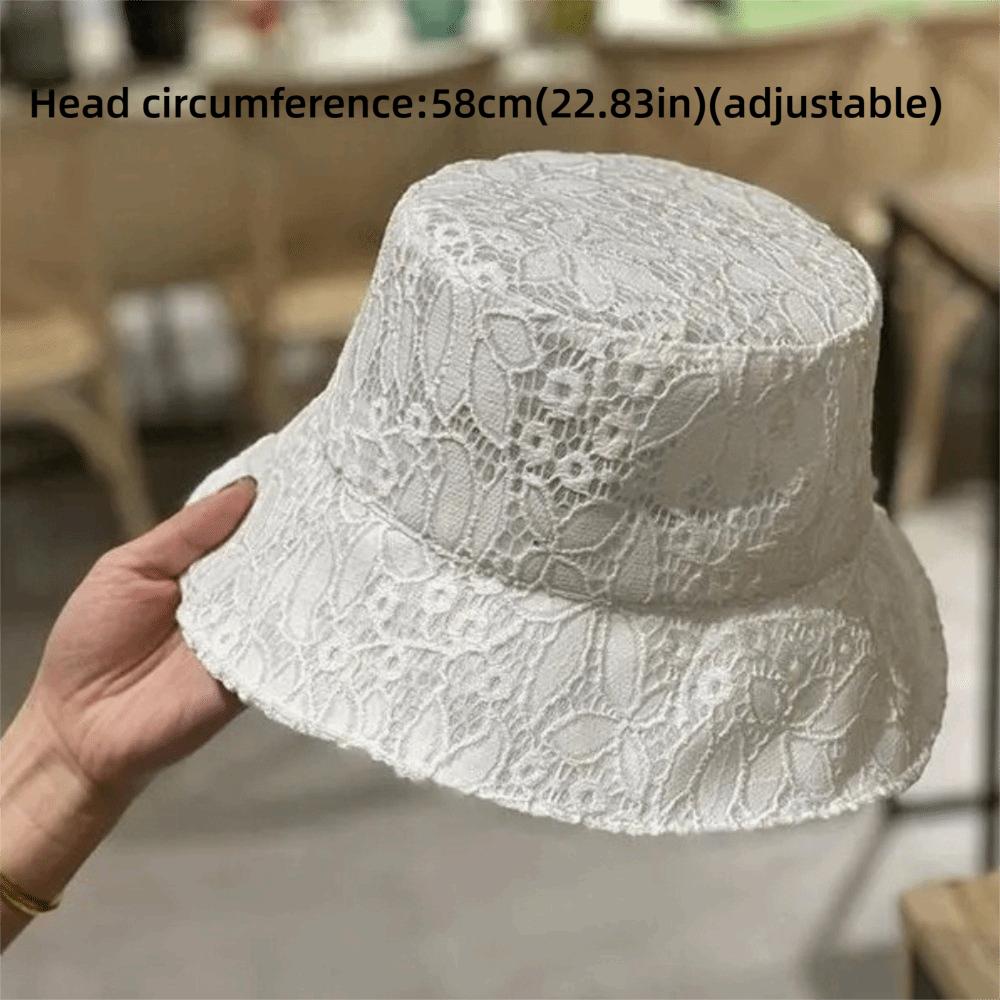 Trend Simple Lace Bucket Hat Elegant Lightweight Sun Hats Breathable Fisherman Cap Outdoor