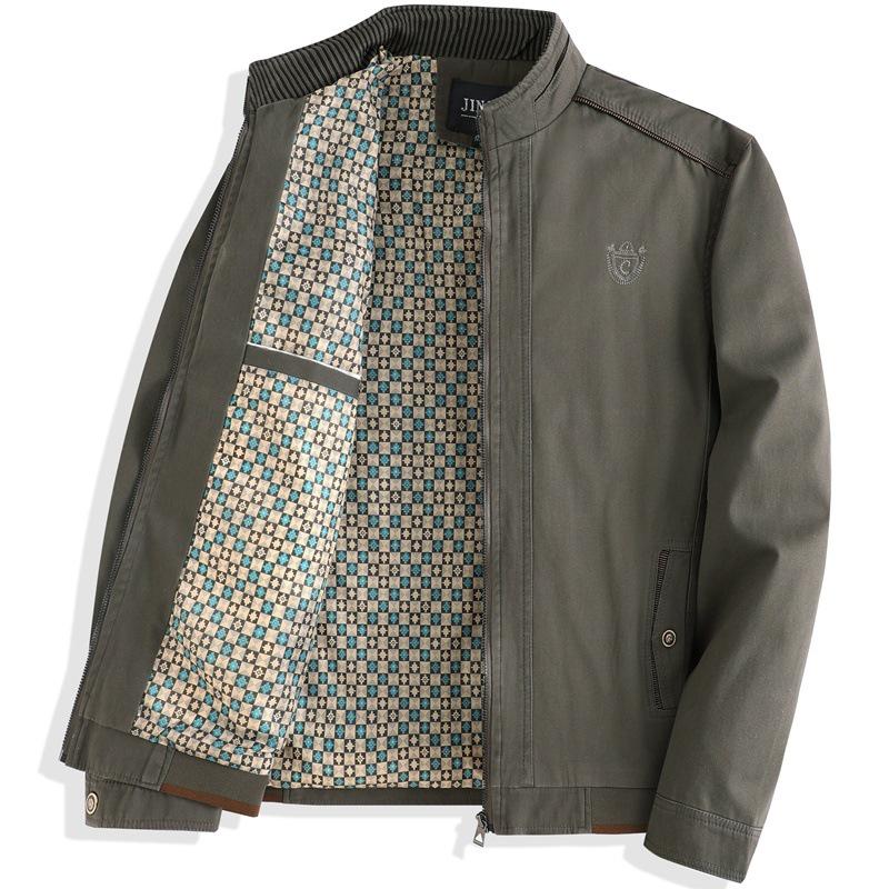 

Бавовняна куртка на міжсезоння для тата - З коміром-стійкою для чоловіків середнього та похилого віку 175 (115-130 kg)