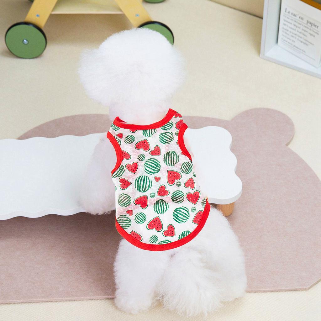 Pet Clothes Cat Summer Mesh Vest Clothing Comfortable Clothes For Cat And Small Dog Fruit Pattern Printed Cartoon Cute Cloth