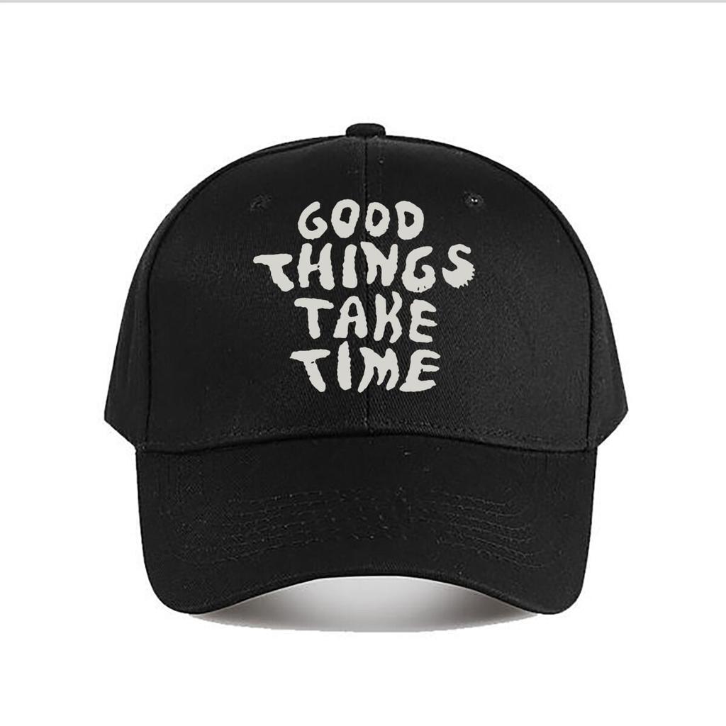 Good Things Take Time Text Baseball Cap Fashion Outdoor Sports Sunhat Unisex Snapback Cap WoUnisexs
