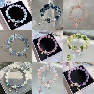 Braccialetto con pietra occhio di gatto a forma di stella a farfalla, braccialetto con cristallo di luna e stella al chiaro di luna grigio da donna, accessori da donna, adatti come regali per le figlie