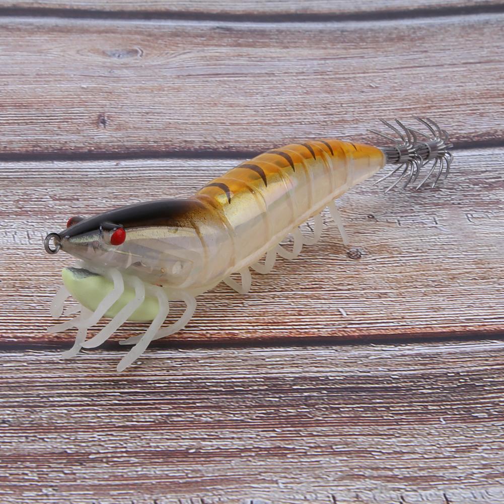 3.5g Luminous Squid Jigs Artificial Shrimp Fishing Lures with 2 Layer Hooks Fish Tackle Accessories001#