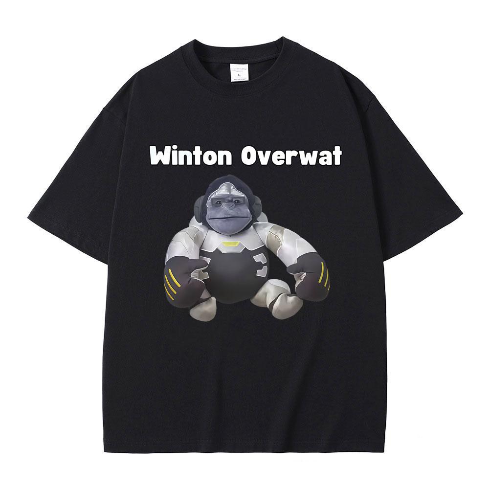Winton Overwat Monkey Funny Meme Tshirt Men Women Fashion Oversized Short Sleeve T Shirts Male Casual Vintage Cotton Tshirts