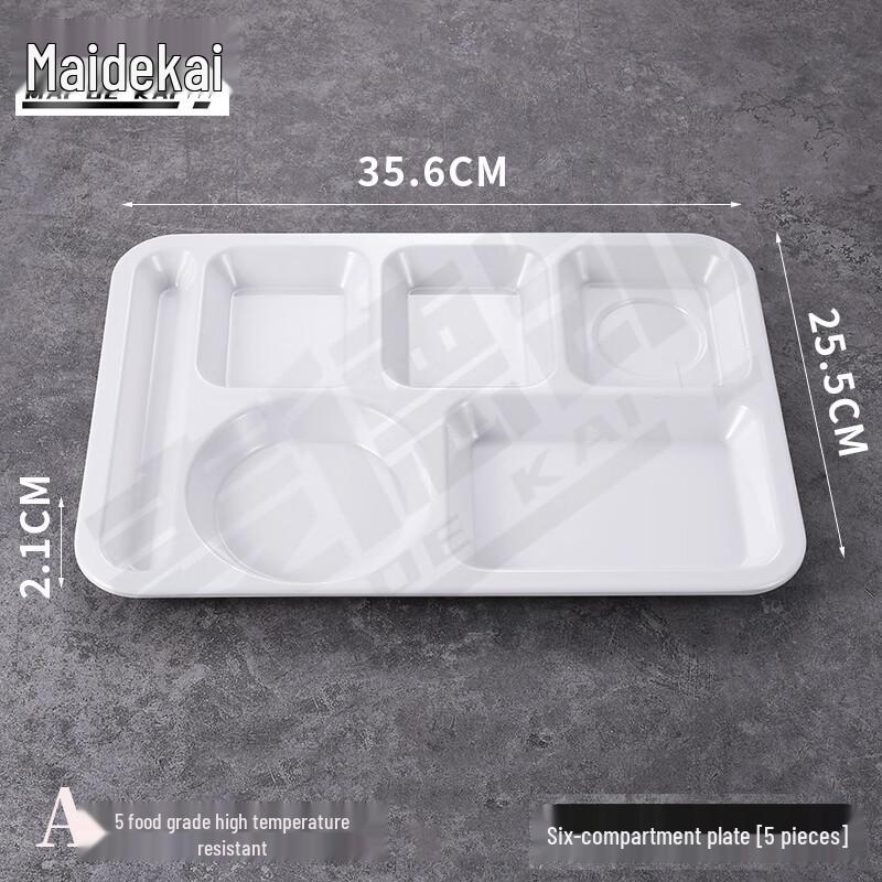A5 Food Grade Melamine 6-Compartment Rectangular Divided Plate A5