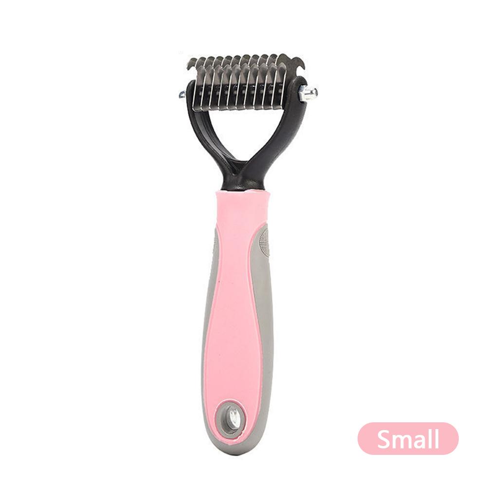 

Распутывающая расческа для кошек и собак, щетка для груминга с нескользящей ручкой для чистки шерсти, товары для чистки домашних животных small розовый