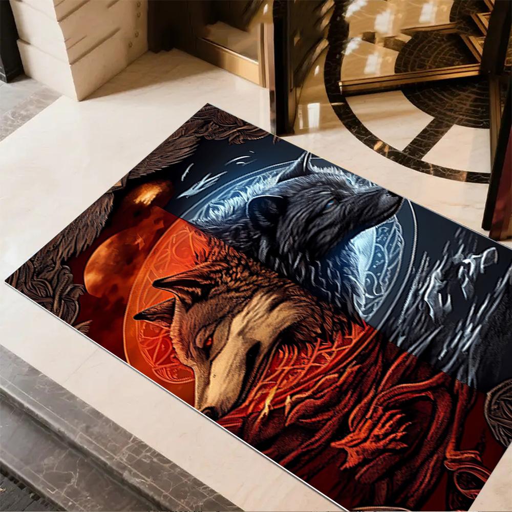 1pc Wolf Pack Forest Design Home Carpet Non-slip Office Decor Gift Living Room Bedroom