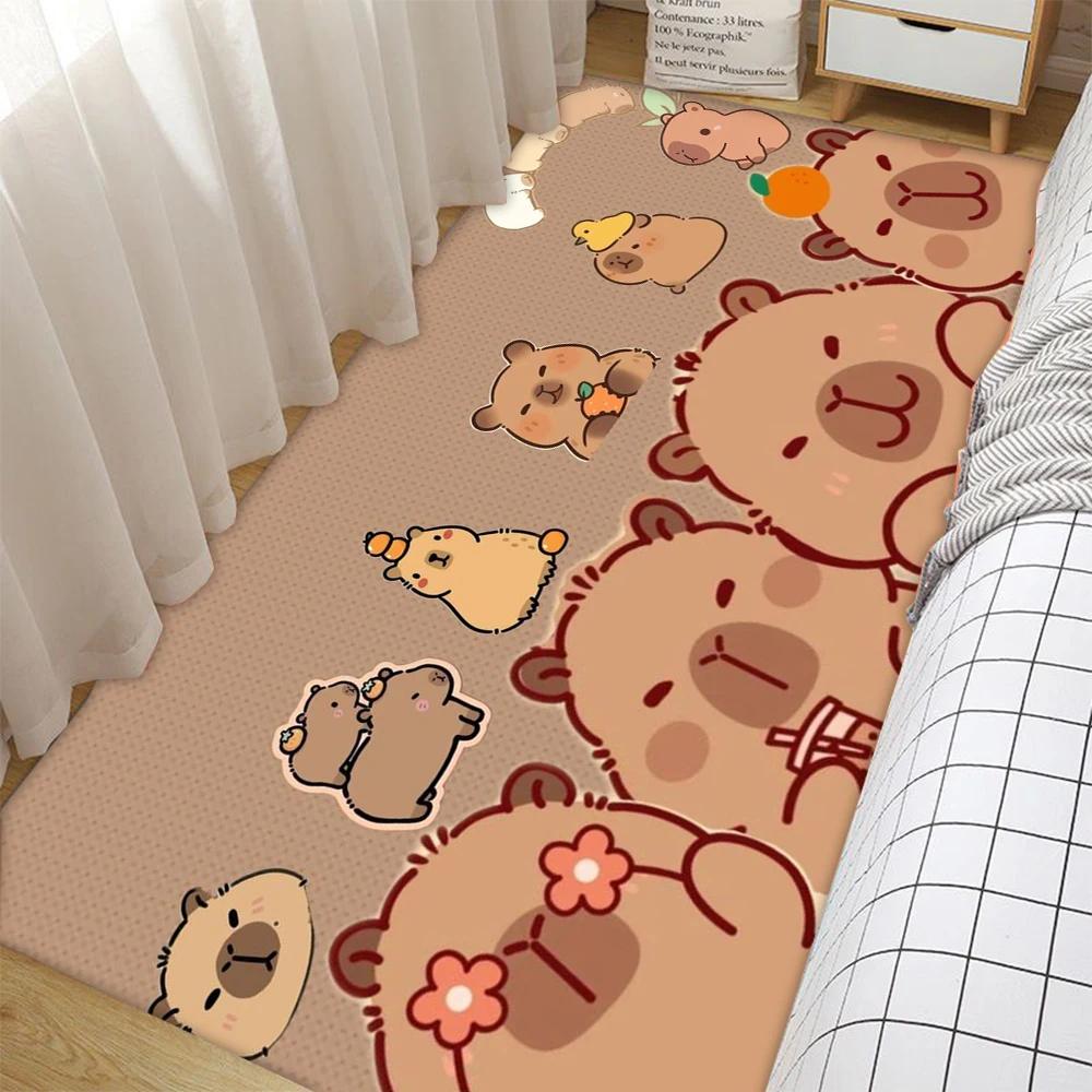 Kawaii Cartoon Capybara Design Carpet NonSlip Rug for Living Room Bedroom Home Decor Area Rug Floor  Mat Sofa Table Mat