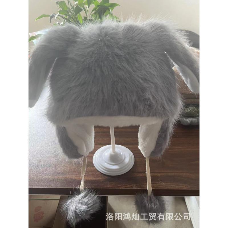 Bären Plüschmütze Damen Herbst und Winter zeigt kleines Gesicht verdickte warme Ohrenschutzmütze niedliches Kunstfuchsfell