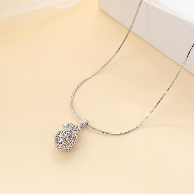 

Ожерелье в виде сумки с фортуной из серебра Banyan Tree S925: Женская ретро-цепочка на ключицу Luxe NS954 серебряный