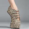 JIALUOWEI 18CM Hohe Hoof Heels Schuhe Ballett Schuhe Leopard Sexy Feitsh Pumps