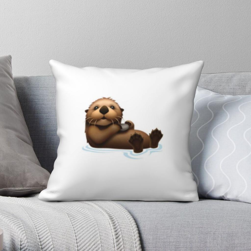 Otter Square Pillowcase Polyester Linen Velvet Printed Zip Decor Pillow Case Home Cushion Cover