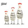 Lightweight Wood Ornaments 3Pcs Hand-Painted Wooden Chicken Figurine Set, Cute Animal Desktop Decor with Striped Black Stable Metal Stand Figurines &