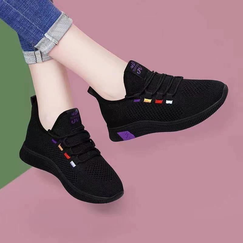 Women's Summer All-Black Breathable Soft-Soled Casual Work Shoes, Comfortable Kitchen And Hotel Footwear.