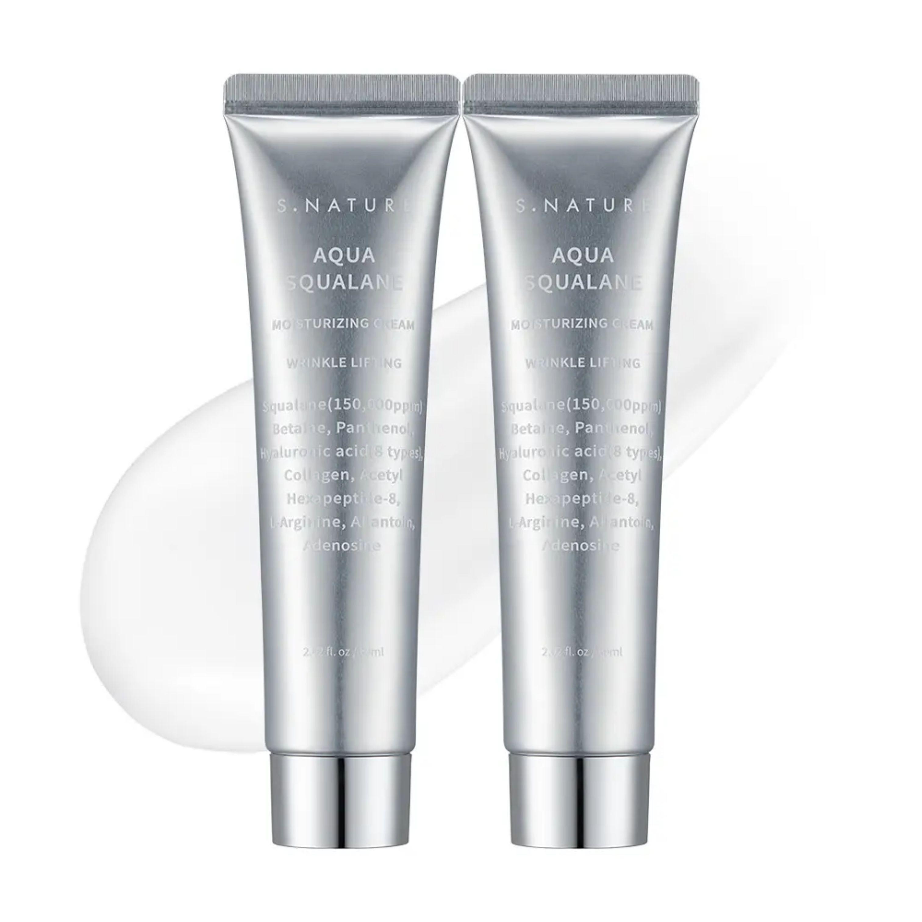 S.NATURE Aqua Squalane Moisturizing Cream 60ml Double Pack (+Mini Mirror)